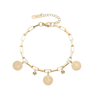 Adjustable Coin Bracelet in Gold