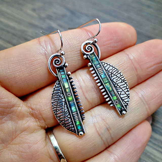 Vintage Green Earrings in Silver