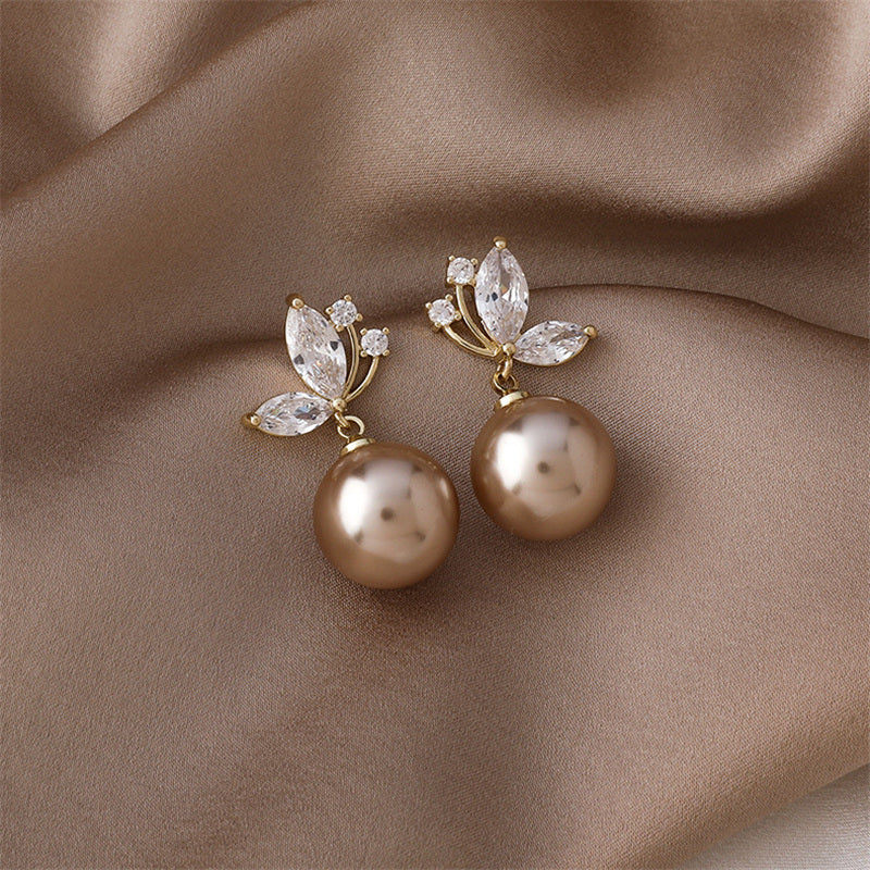 Exotic Pearl Earrings with Crystals