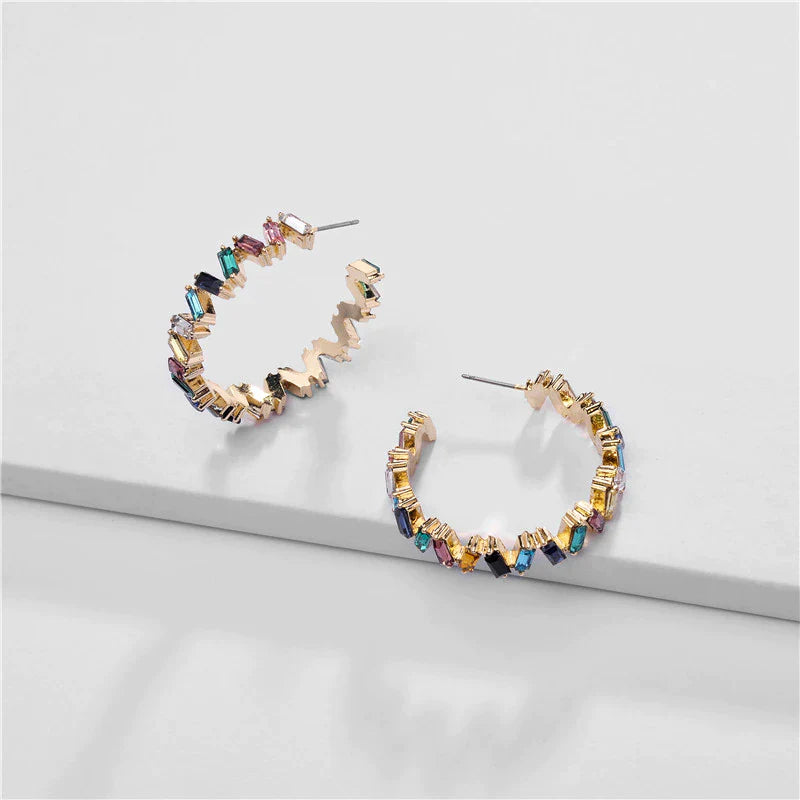 Colorful Crystal Hoop Earring