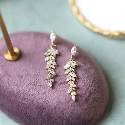 Zirconia Pendant Earrings in Gold