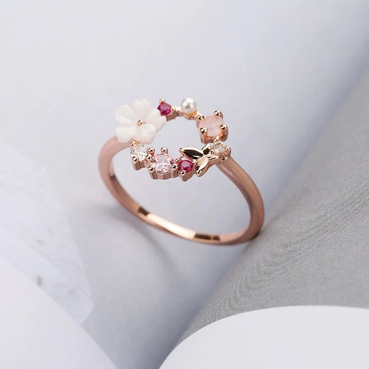 Butterfly and Flowers Ring