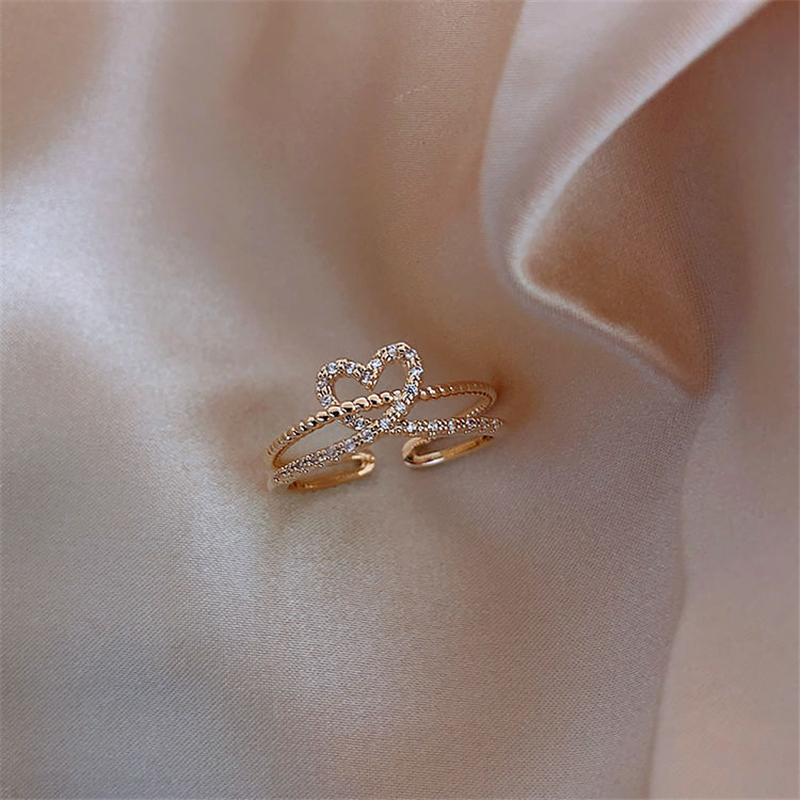 Adjustable Zirconia Heart Ring