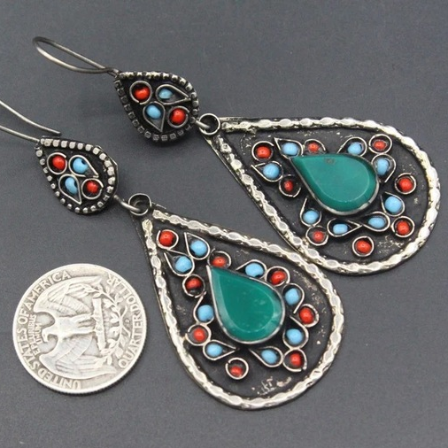 Colorful Stones Earrings in Silver