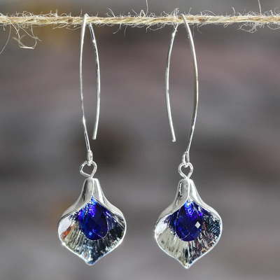 Vintage Blue Stone Earrings in Silver