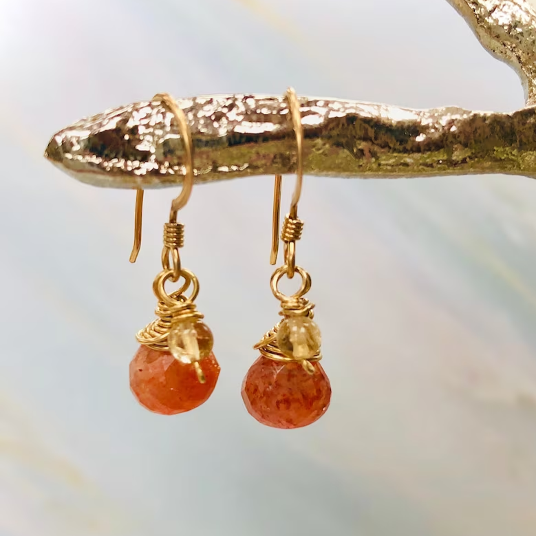 Vintage Orange Crystal Earrings