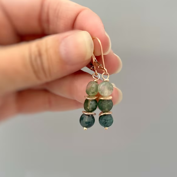 Vintage Green Stones Earrings