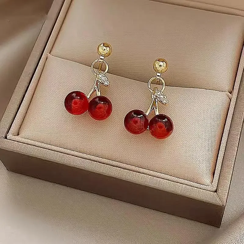 Vintage Red Cherry Earrings