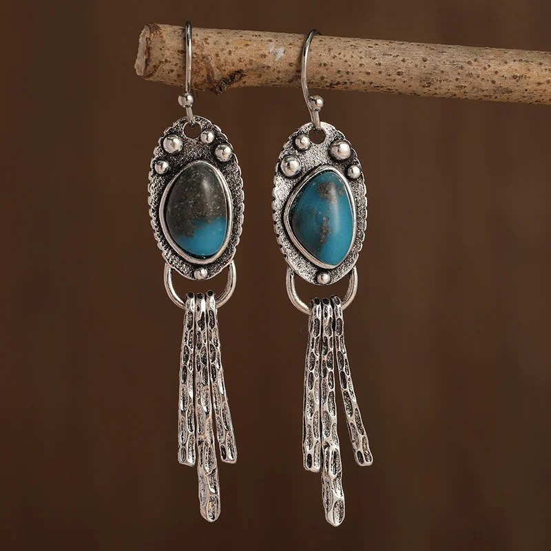 Vintage Blue Stone Dangling Earrings