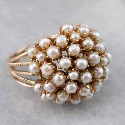 Vintage Inlaid Pearl Ring