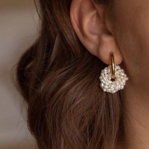 Vintage Inlaid Pearl Spiral Earrings