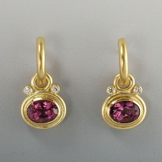 Vintage Garnet Crystal Golden Earrings