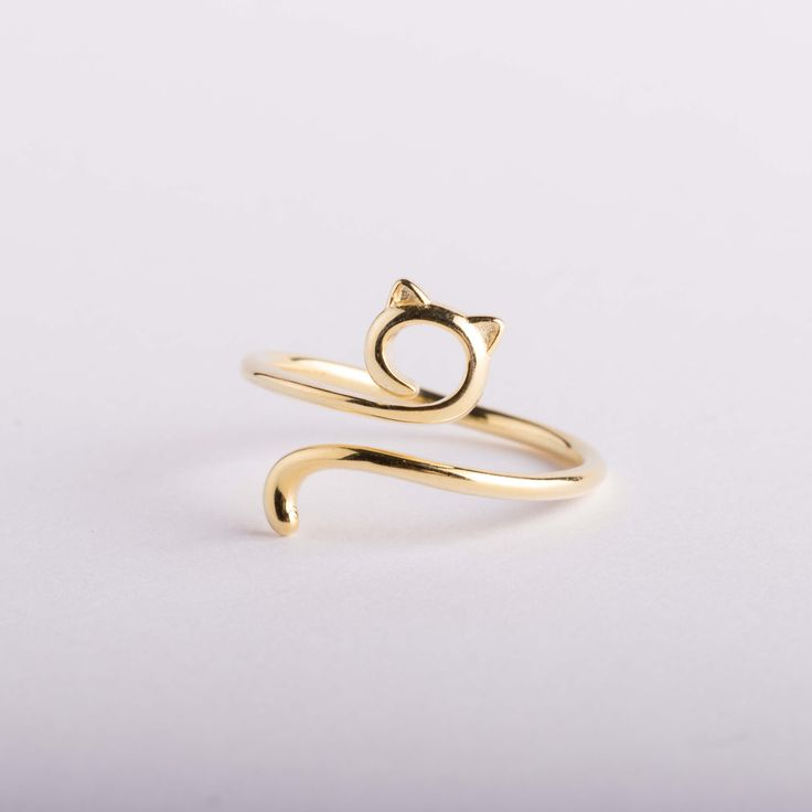 Vintage Golden Kitty Open Ring