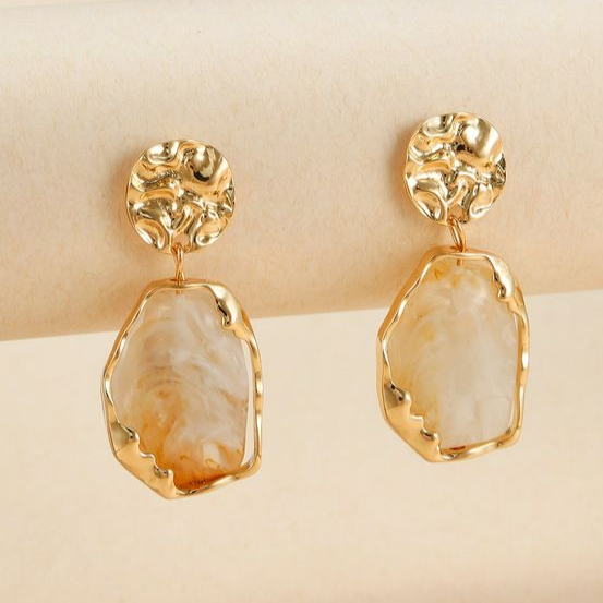 Vintage White Golden Earrings