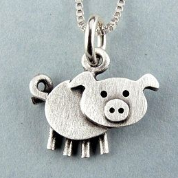 Vintage Piggy Silver Necklace