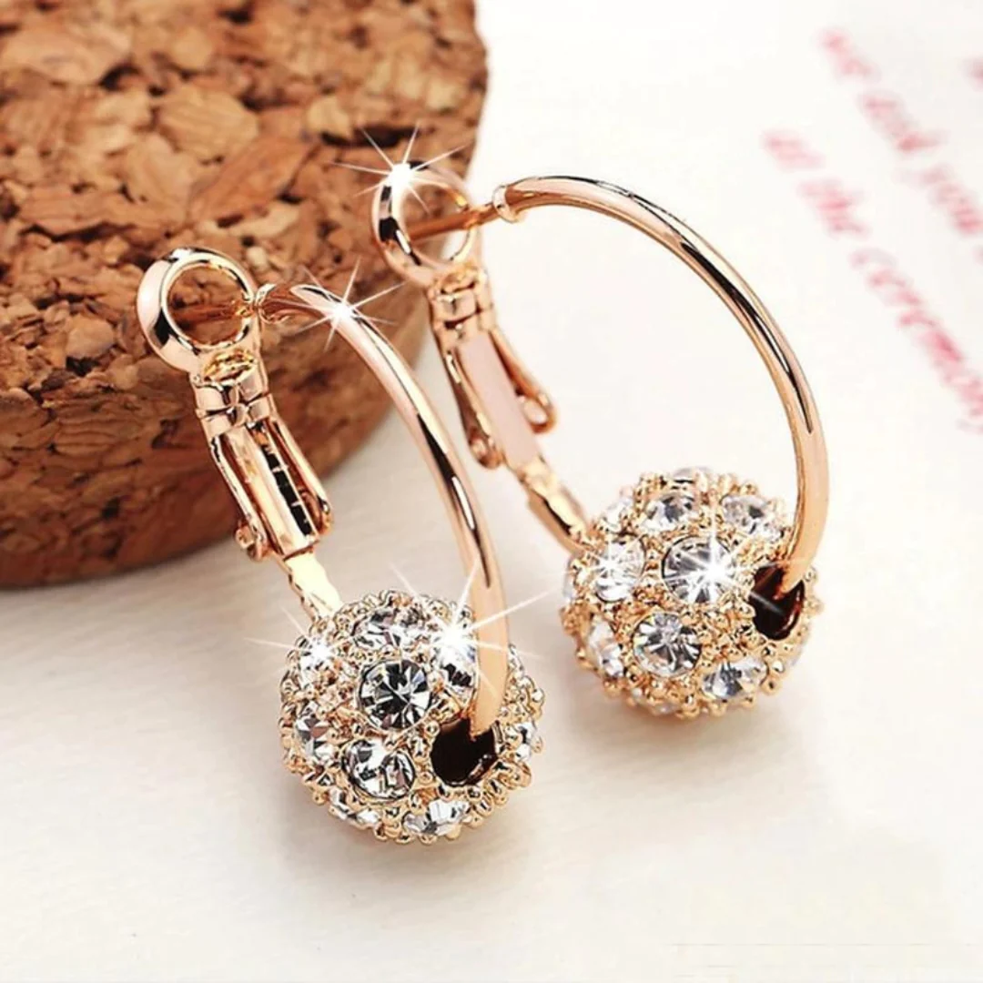 Elegant Bright Golden Sphere Earrings