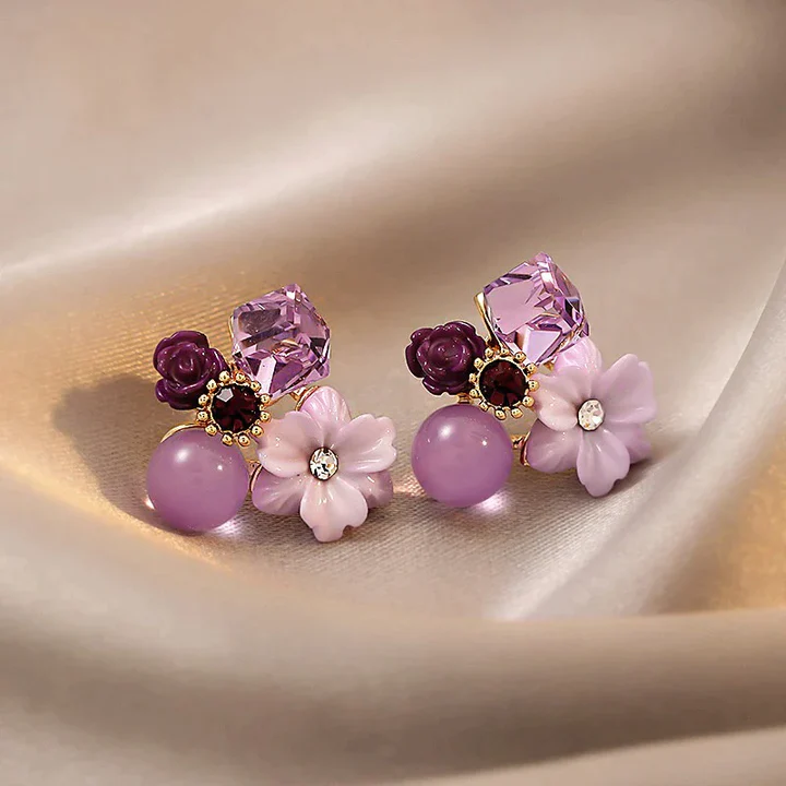 Elegant Purple Floral Earrings