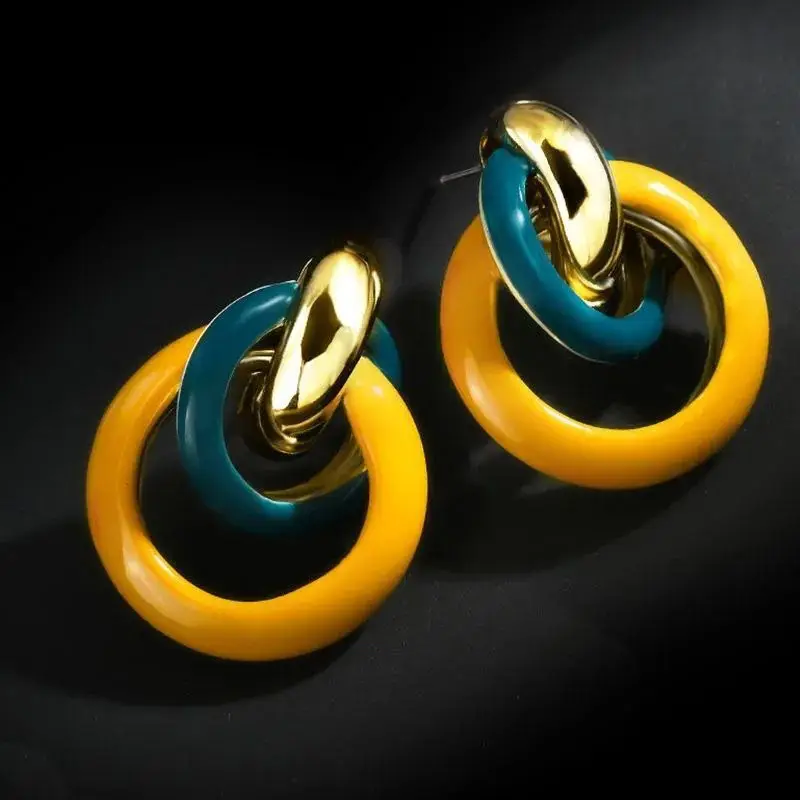 Luxury Yellow Hoop Earrings