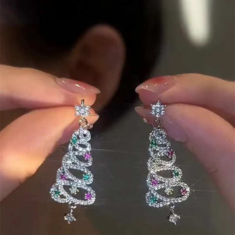 Bright Christmas Tree Earrings