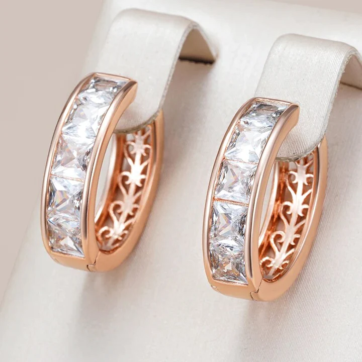 Elegant White Inlaid Crystal Earrings