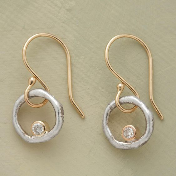 Vintage Gold & Silver Zirconia Earrings