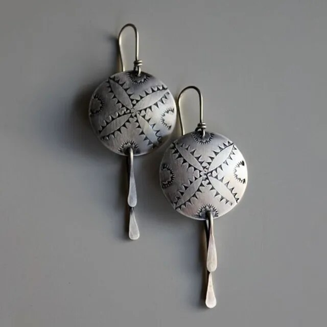 Vintage Silver Shield Earrings