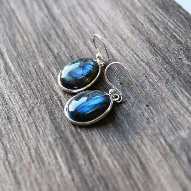 Vintage Blue Stone Silver Earrings