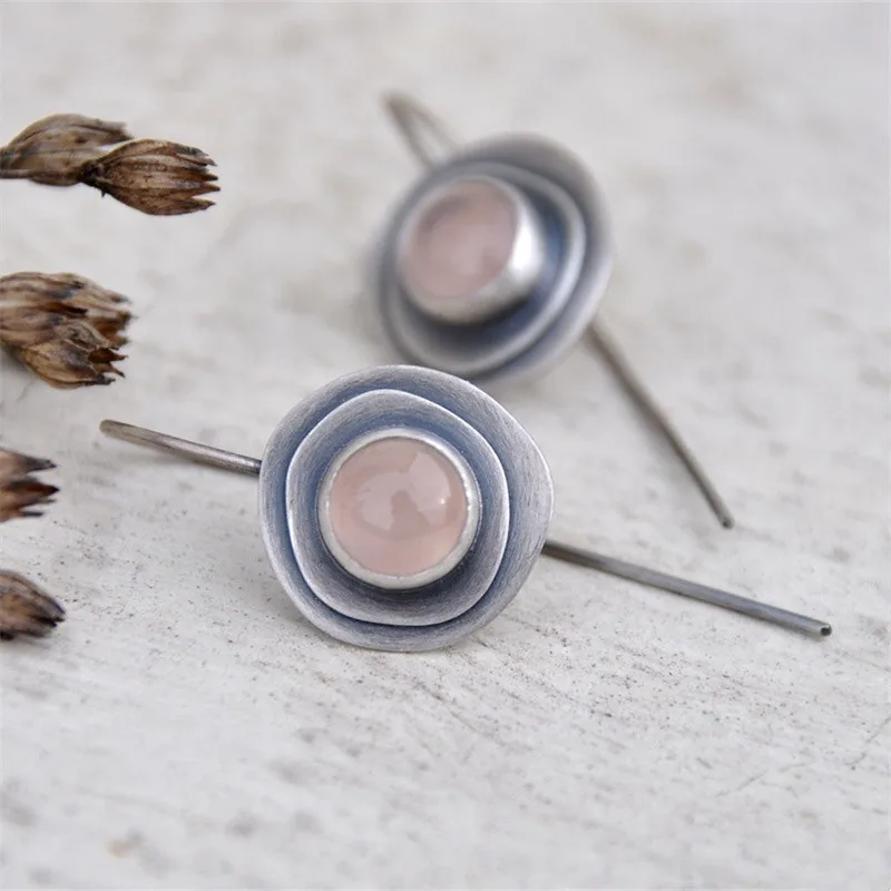 Vintage Pink Moonstone Earrings