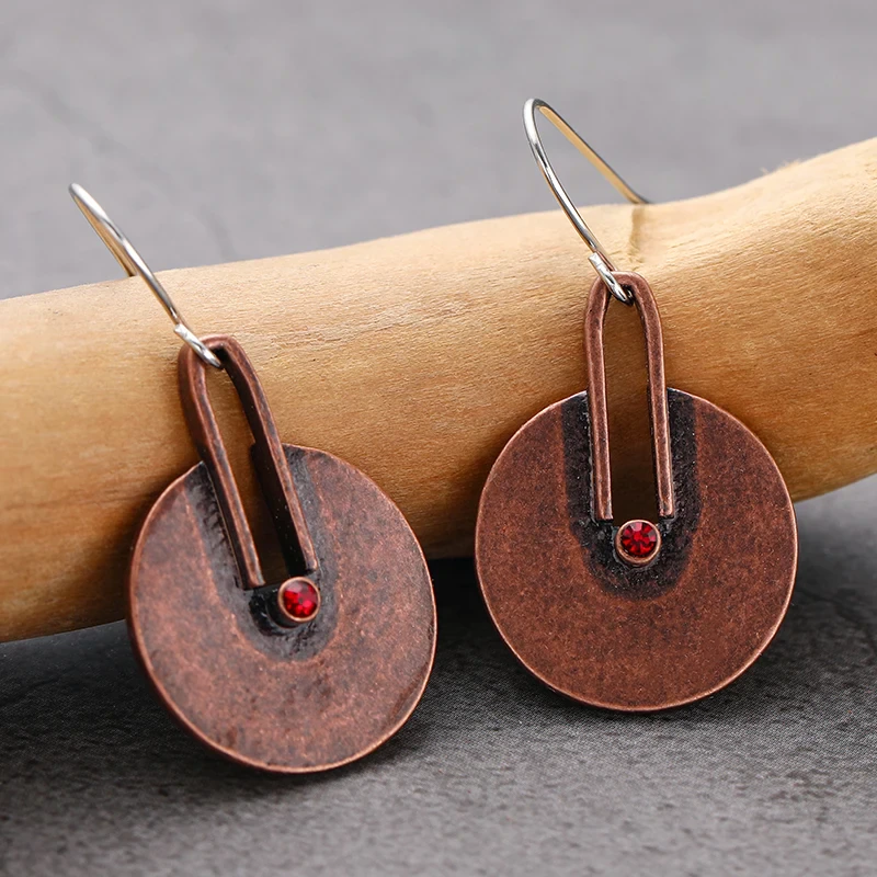 Vintage Brown Rounded Earrings