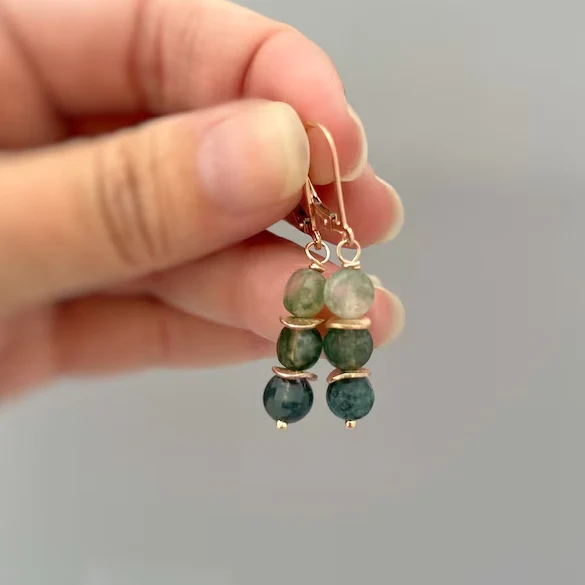 Vintage Green Natural Stones Earrings