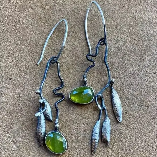 Vintage Olive Crystal Earrings