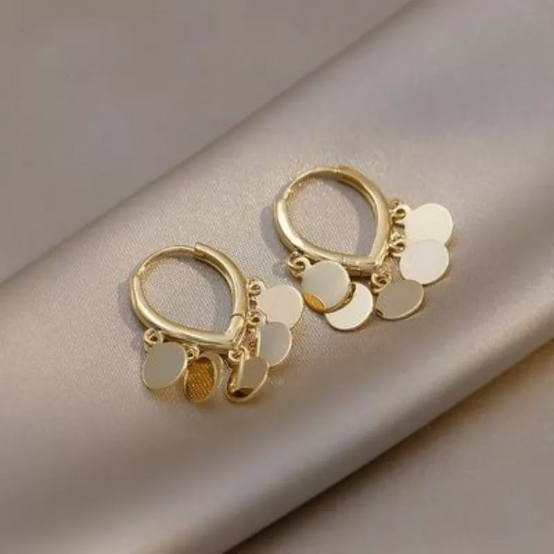 Elegant Gold Dangling Plates Earrings