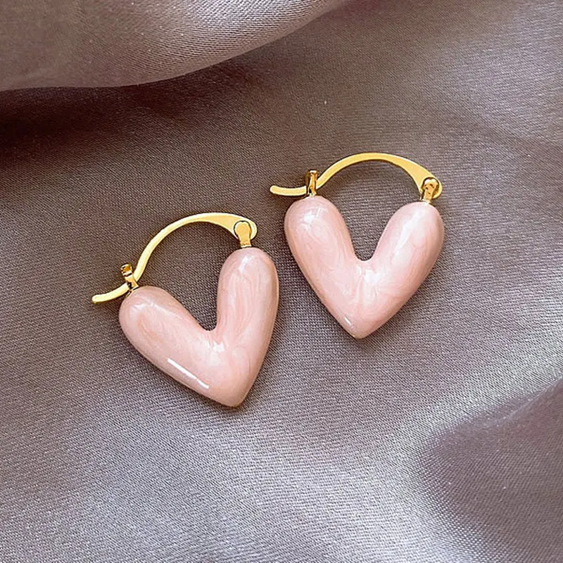 Elegant Pink Heart Earrings