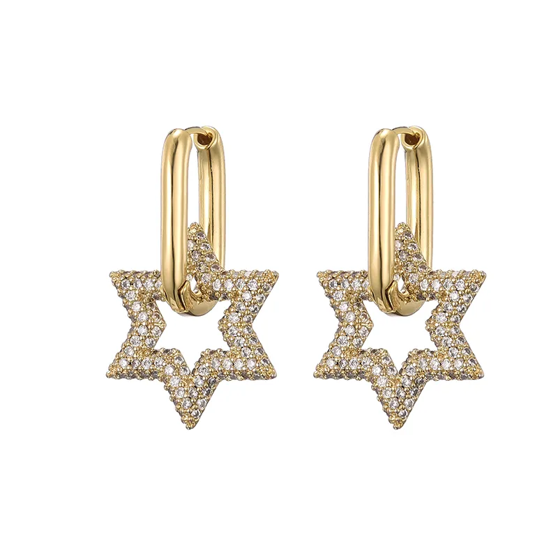 Elegant Bright Gold Star Earrings