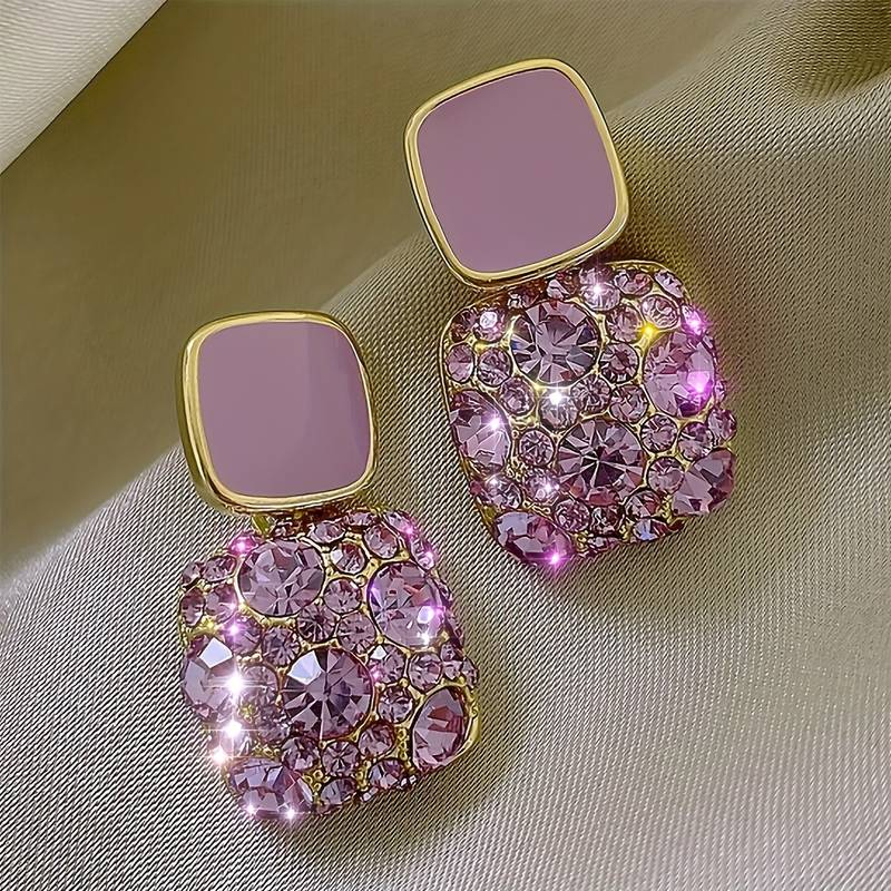 Elegant Purple Zirconia Earrings