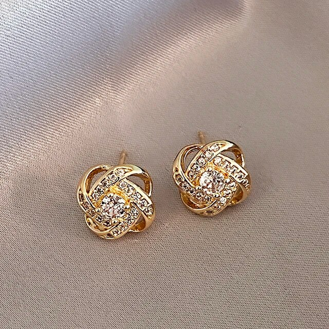 Elegant Golden Spiral Zirconia Earrings