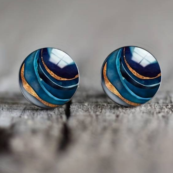 Vintage Blue Rounded Earrings