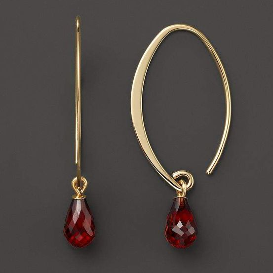 Vintage Red Crystal Gold Earrings