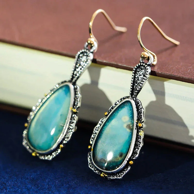 Vintage Blue Stone Drop Earrings